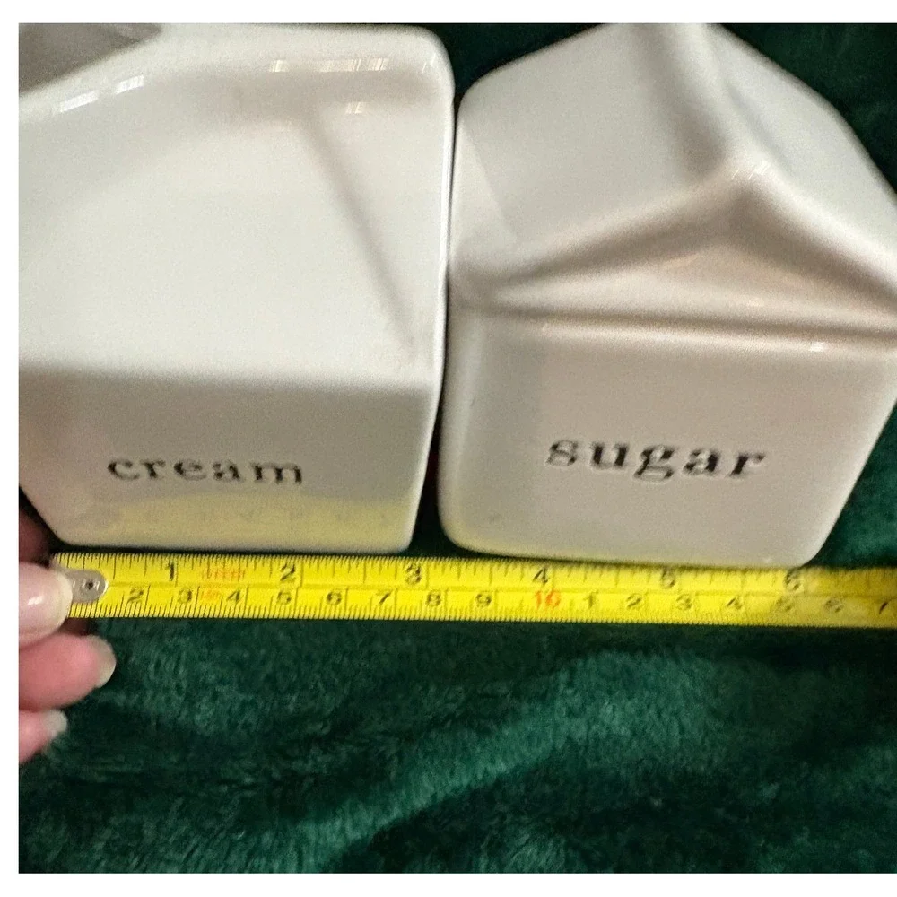 Luxehabitat Ceramic Cream and Sugar Set White Milk Carton Farmhouse Style